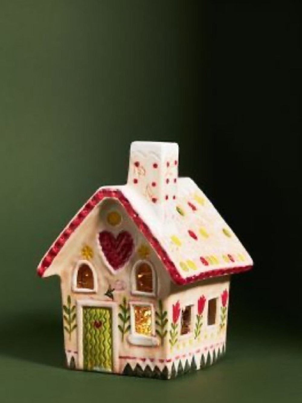 Anthropologie Nathalie Lete Holiday Village Christmas House Peach NWT